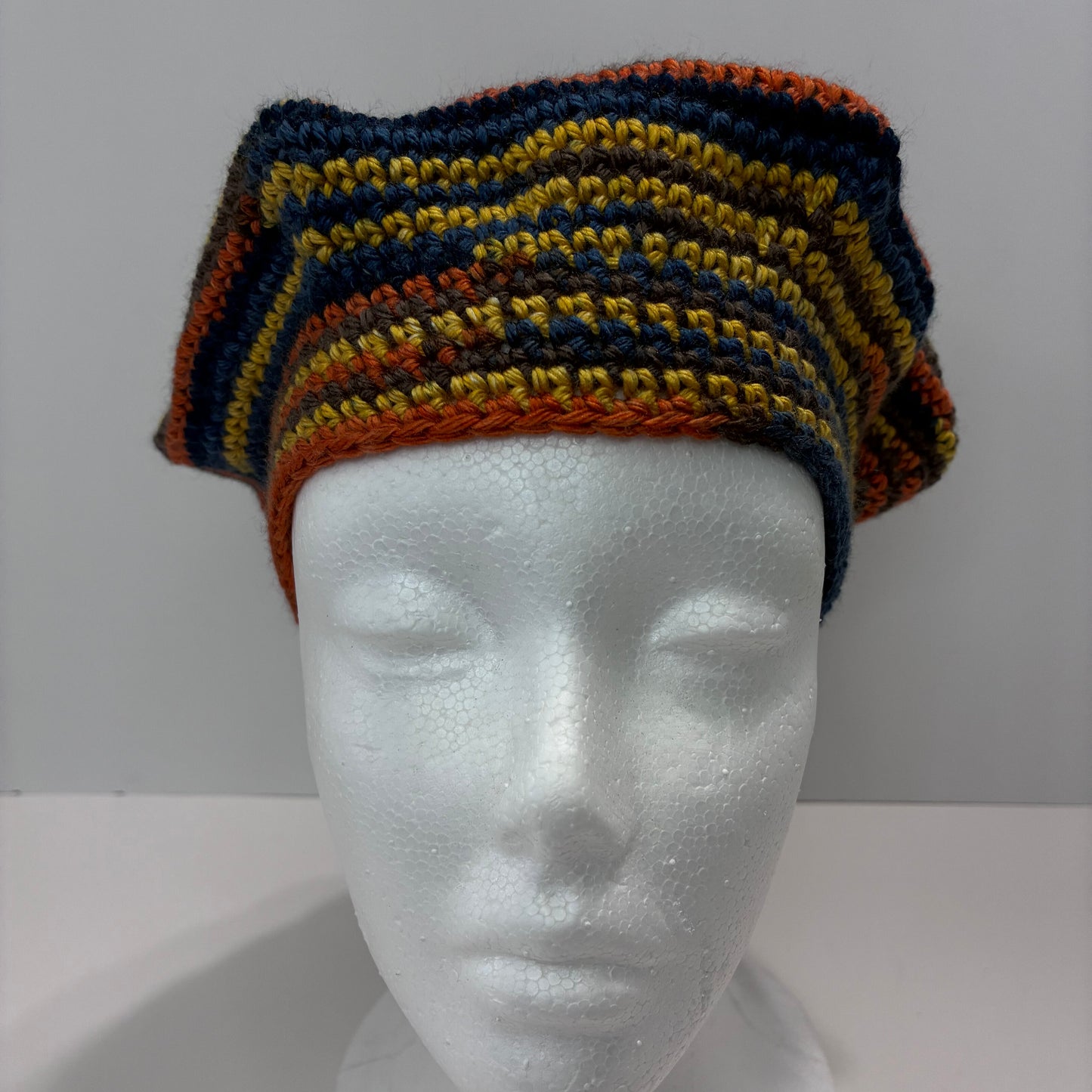 Multicolored crocheted beret