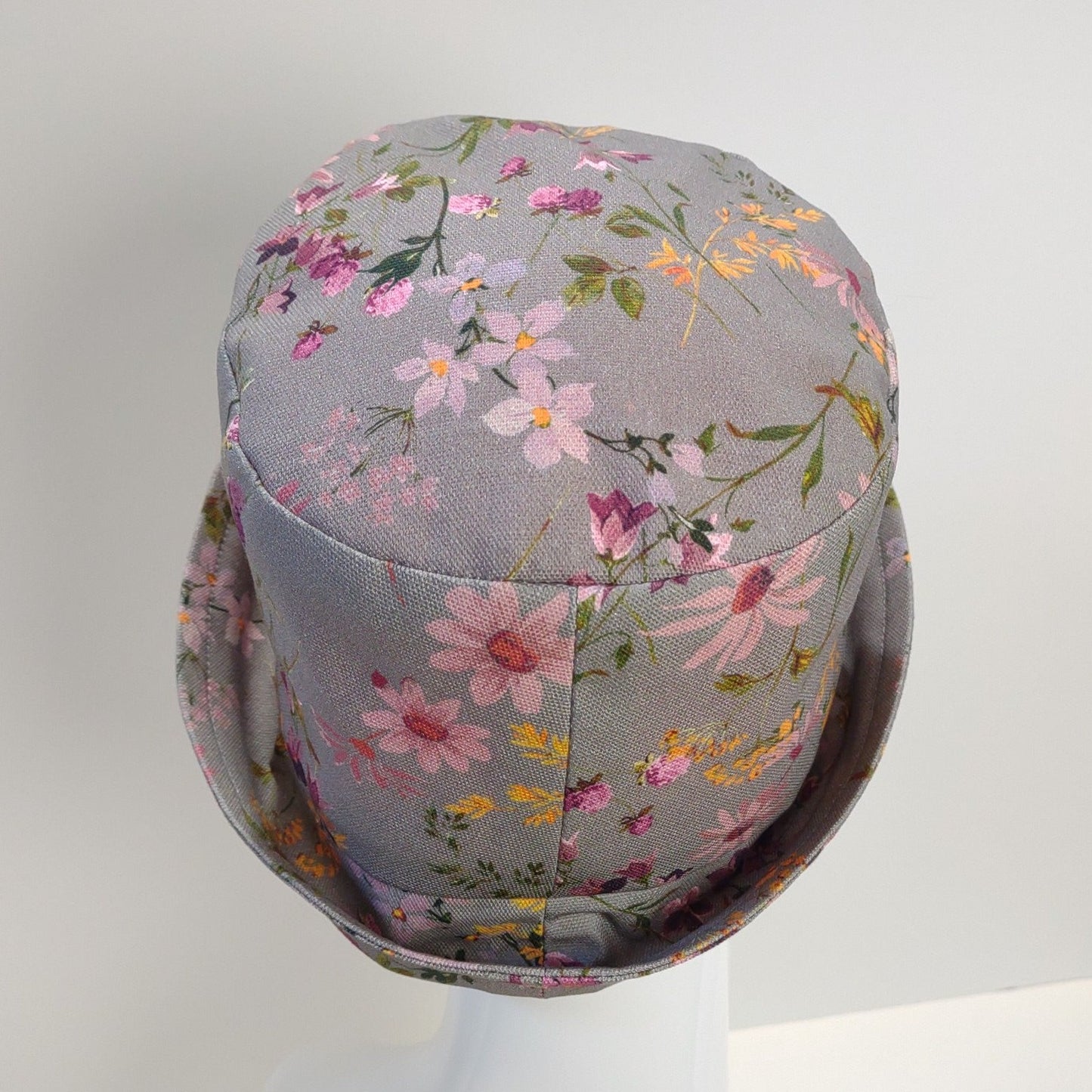 Gray Floral Rolled Cuff Hat