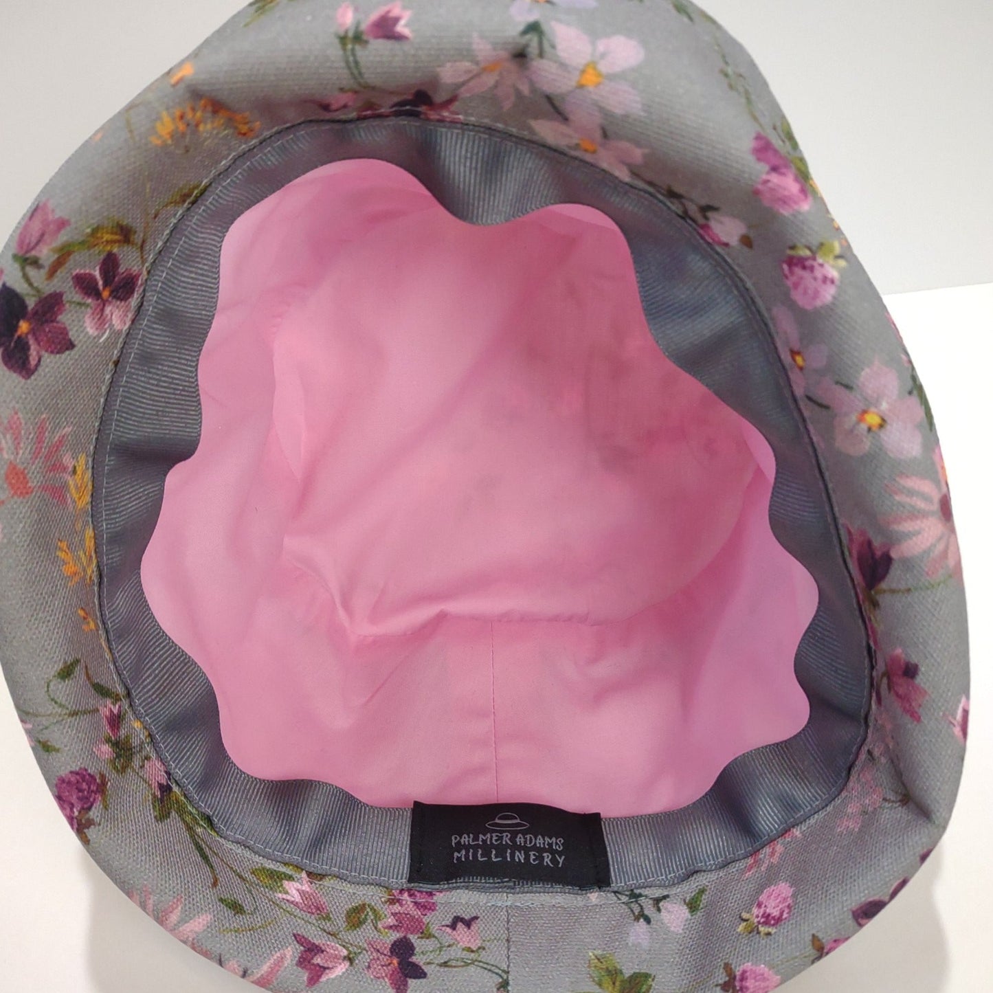 Gray Floral Rolled Cuff Hat