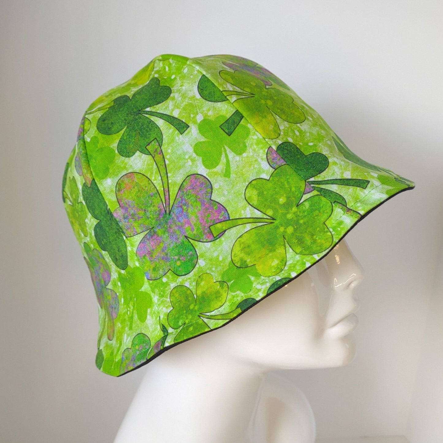 Black Denim Batik Shamrock Hat | Reversible