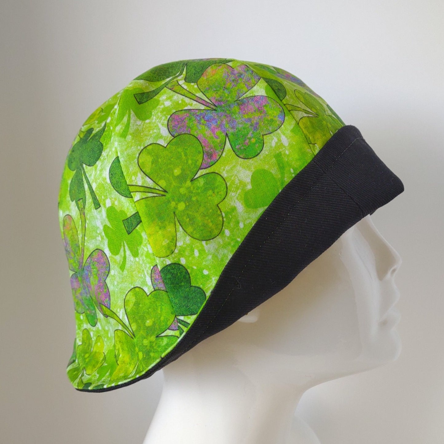 Black Denim Batik Shamrock Hat | Reversible