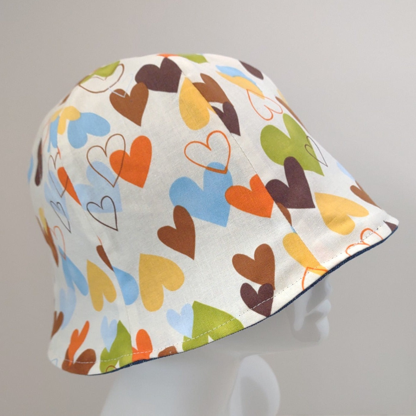 Dark Denim Hearts Hat | Reversible