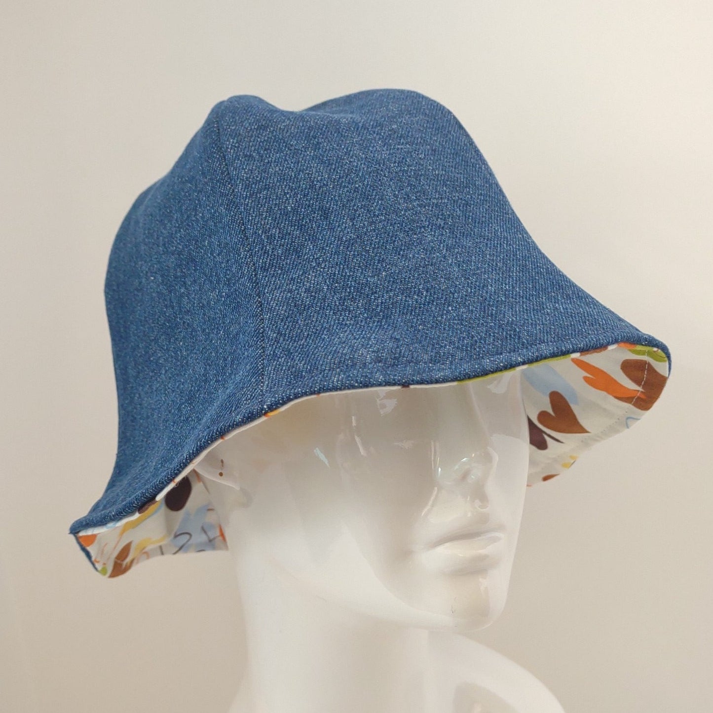 Dark Denim Hearts Hat | Reversible