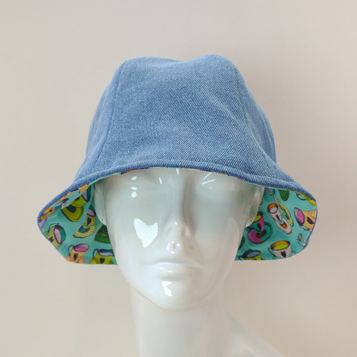 Denim Tea Cups Hat | Reversible