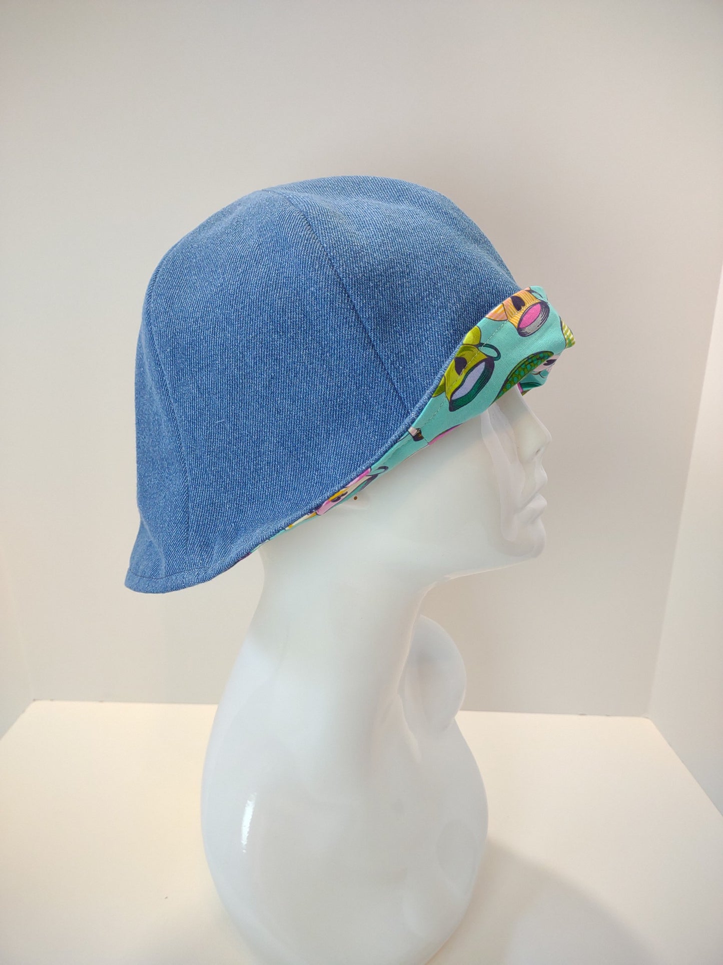 Denim Tea Cups Hat | Reversible