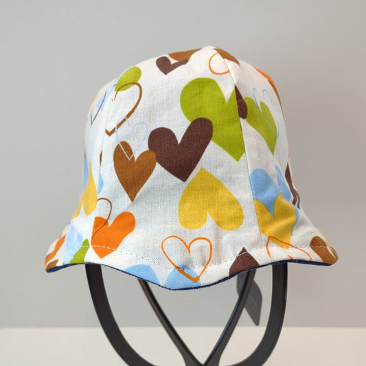 Denim Hearts Baby Hat | 0-1 Yr
