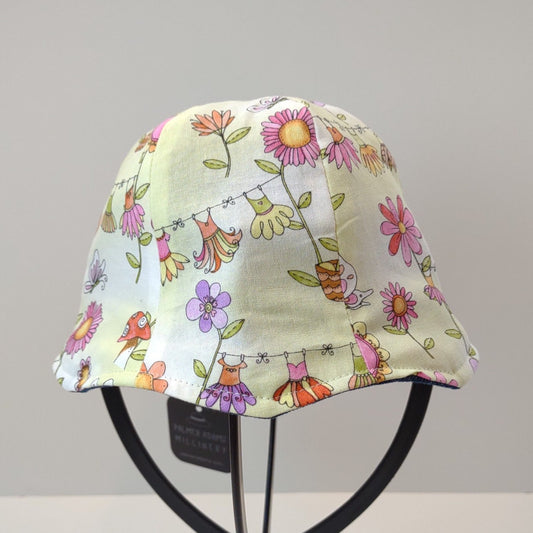 Denim Summertime Floral Baby Hat | 0-1 yr