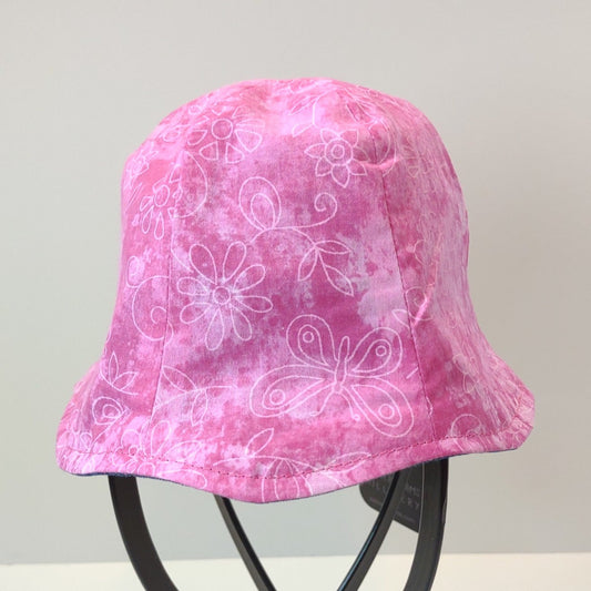 Denim Pink Floral Baby Hat | 0-1 Yr