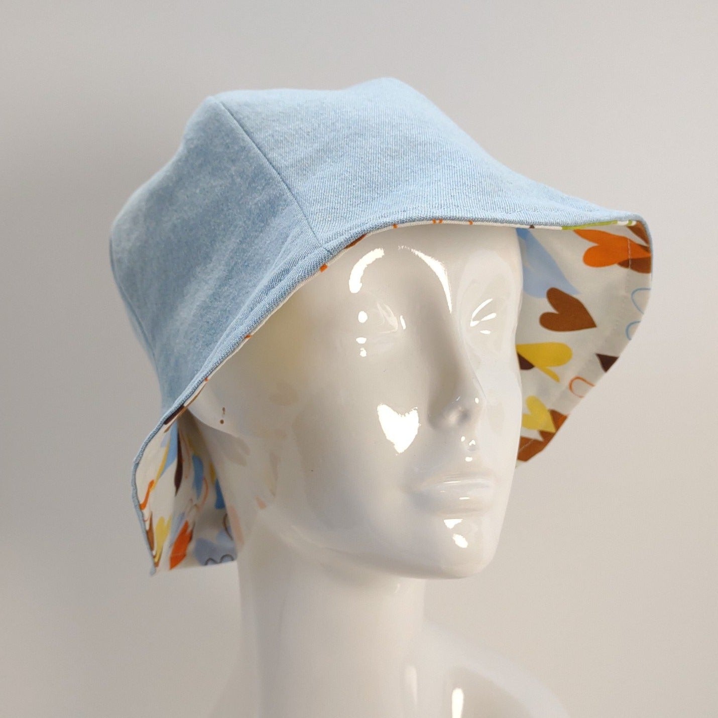 Denim & Hearts Hat | Reversible