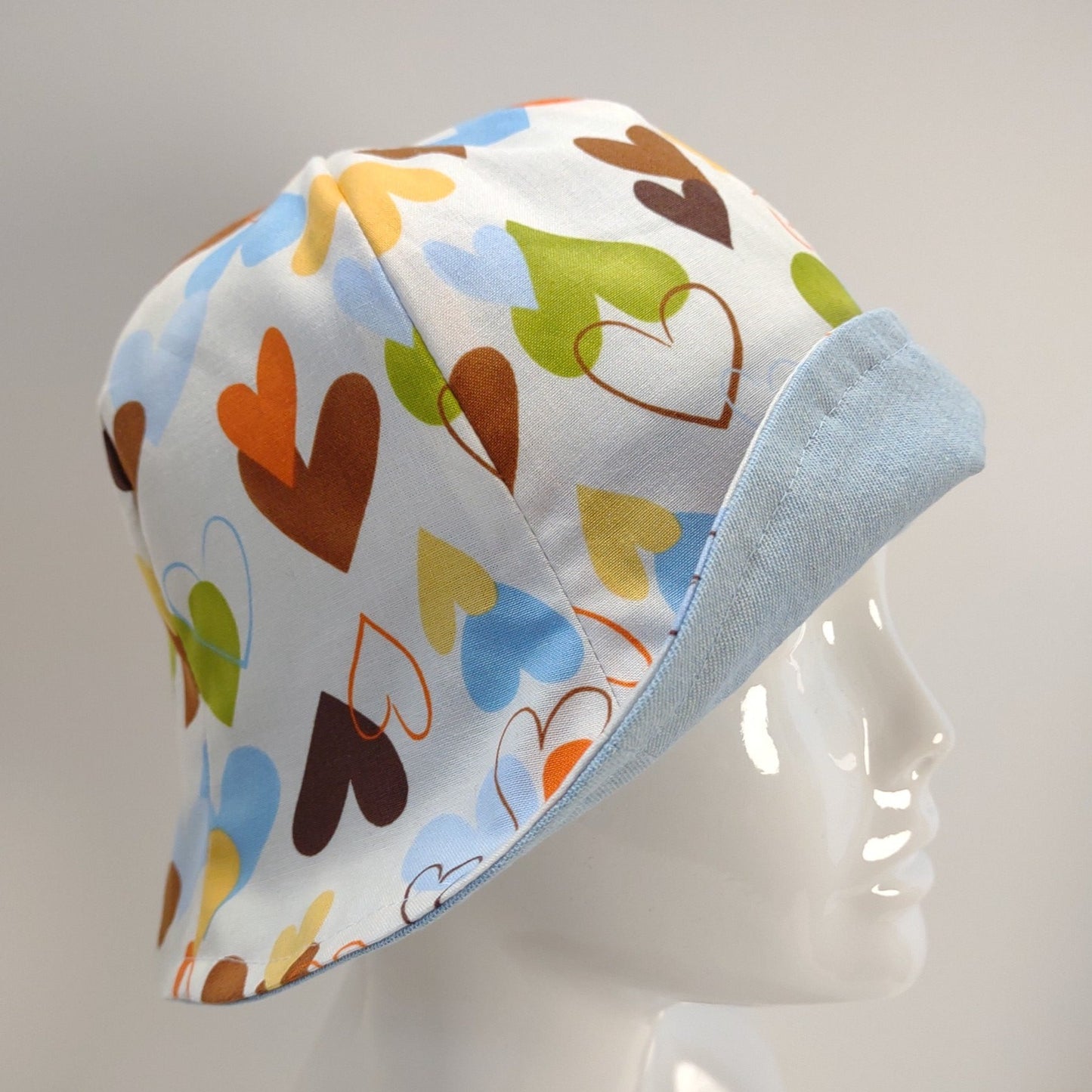 Denim & Hearts Hat | Reversible