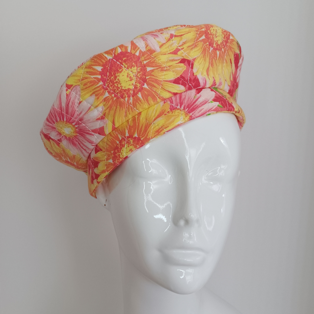 Big Bright Summer Quilted Beret