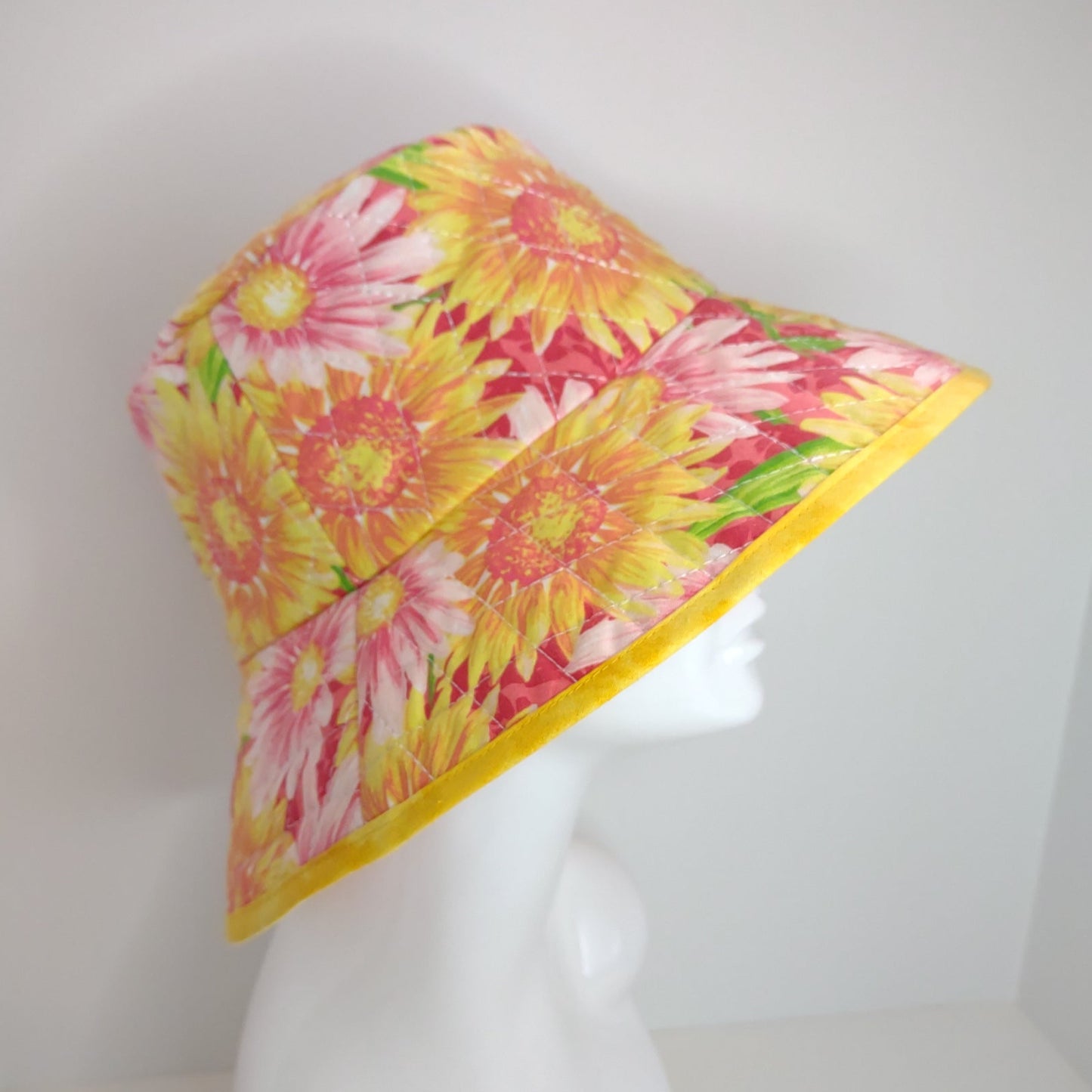 Big Bright Summer Quilted Bucket Hat
