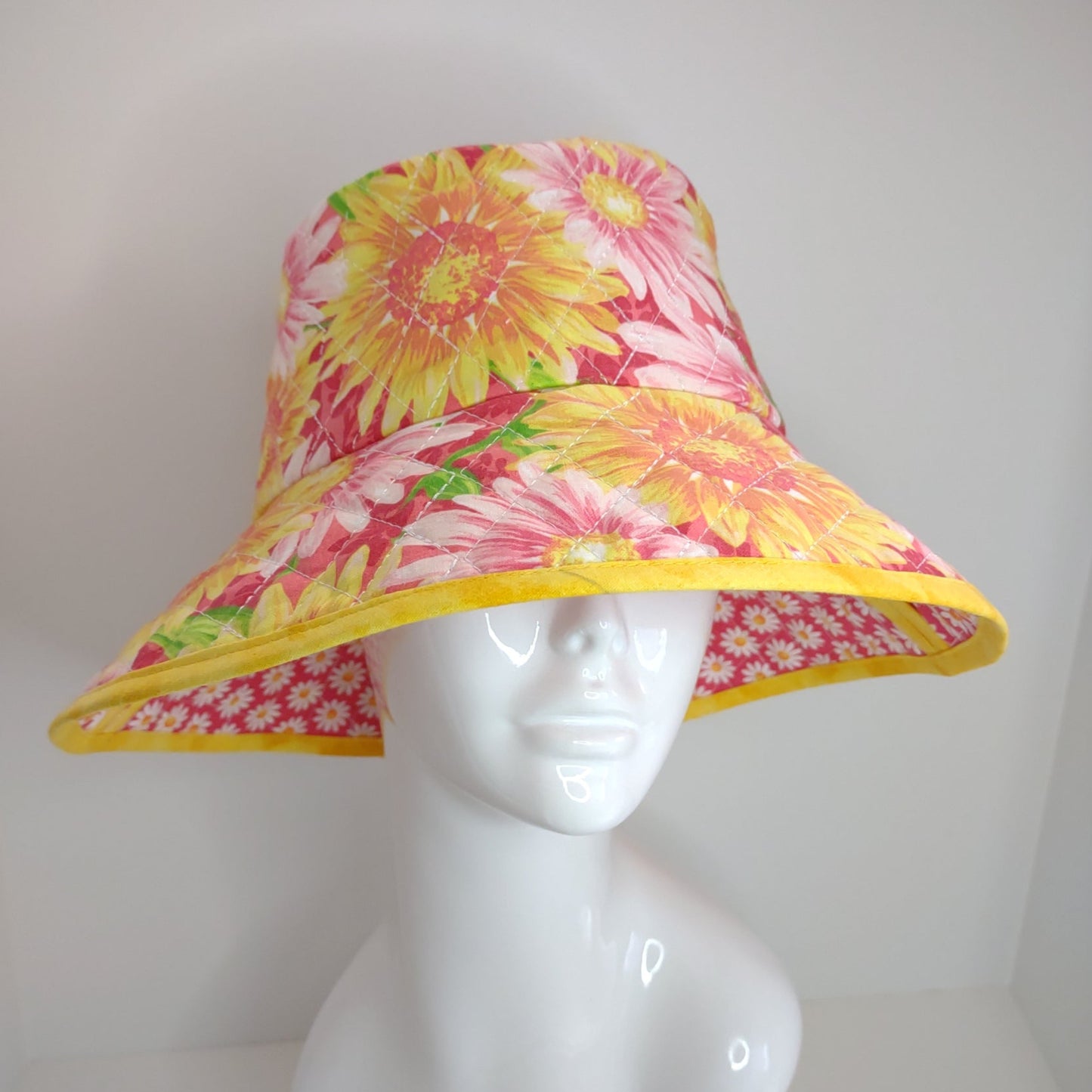 Big Bright Summer Quilted Bucket Hat