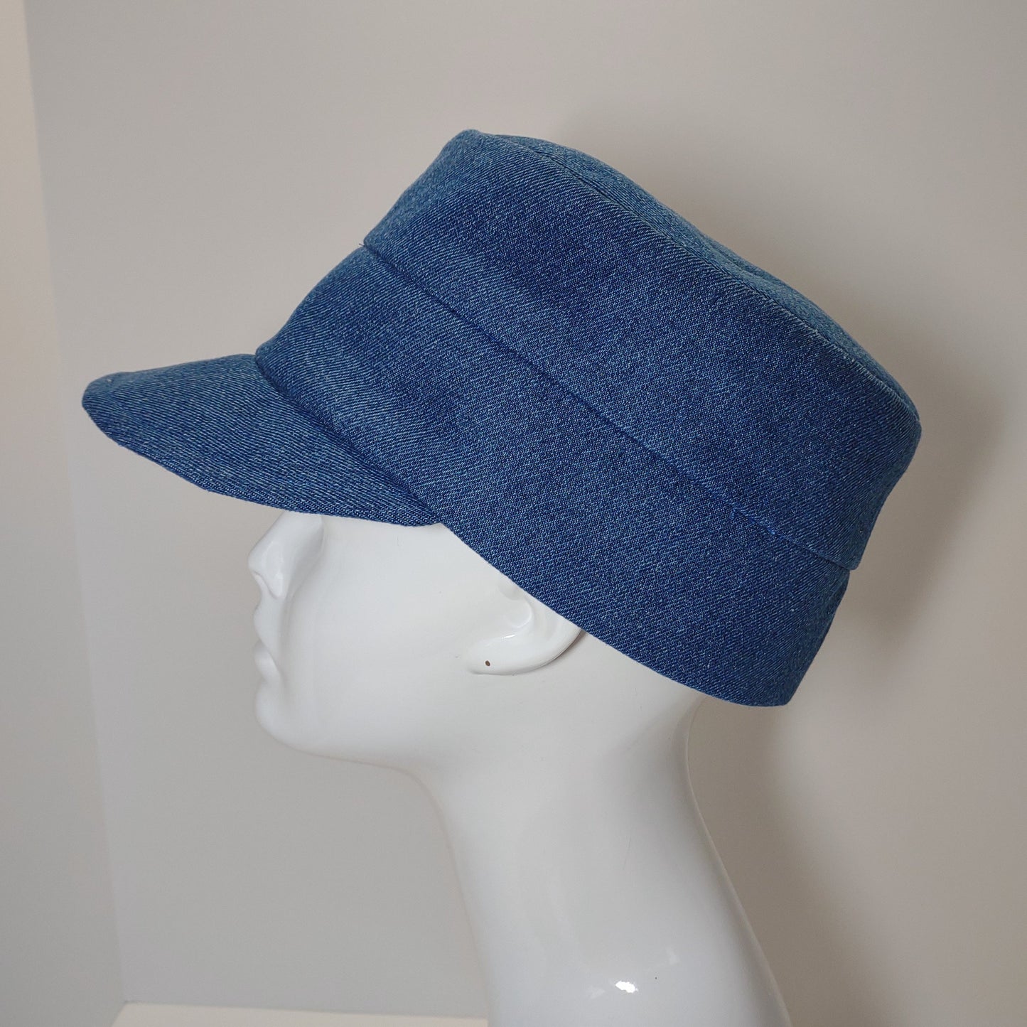 Denim Cap With Floral Print Flower