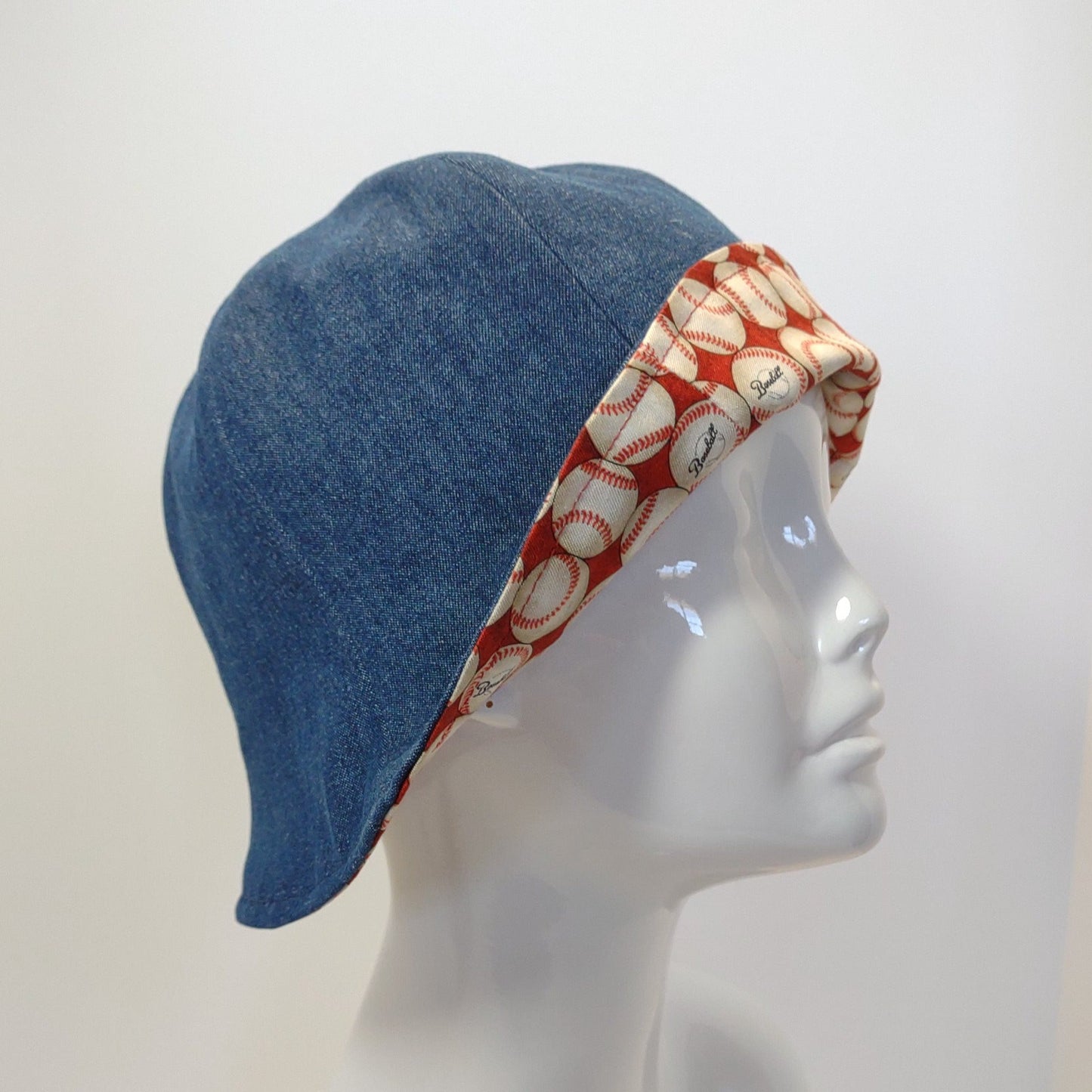 Denim Baseballs Tulip Hat | Reversible
