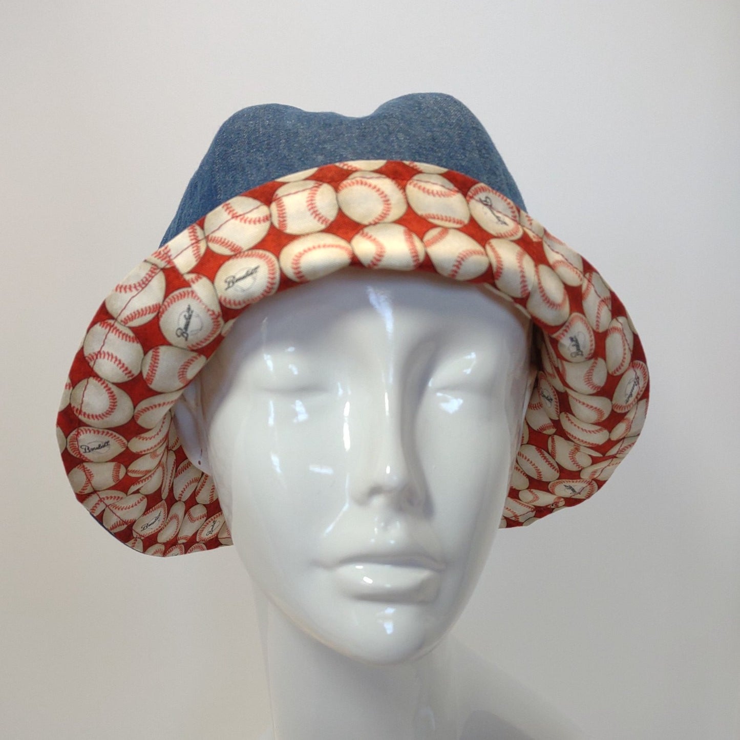 Denim Baseballs Tulip Hat | Reversible