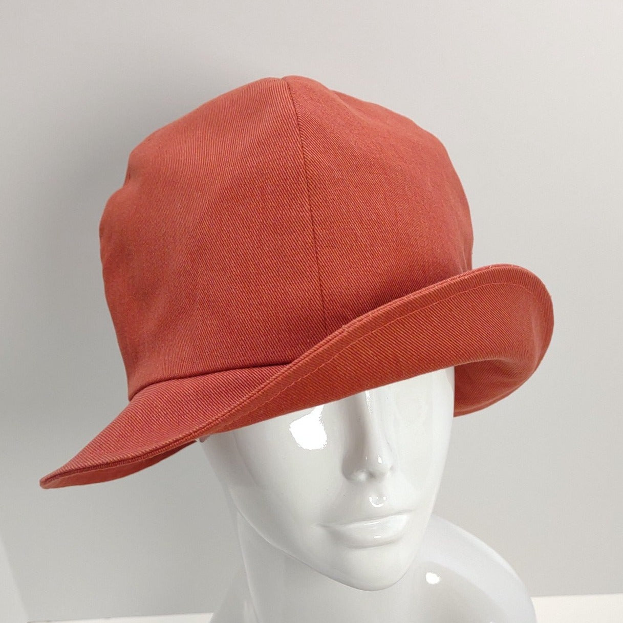 Rust Denim Cloche With Fall Leaves & Bicycle Lining