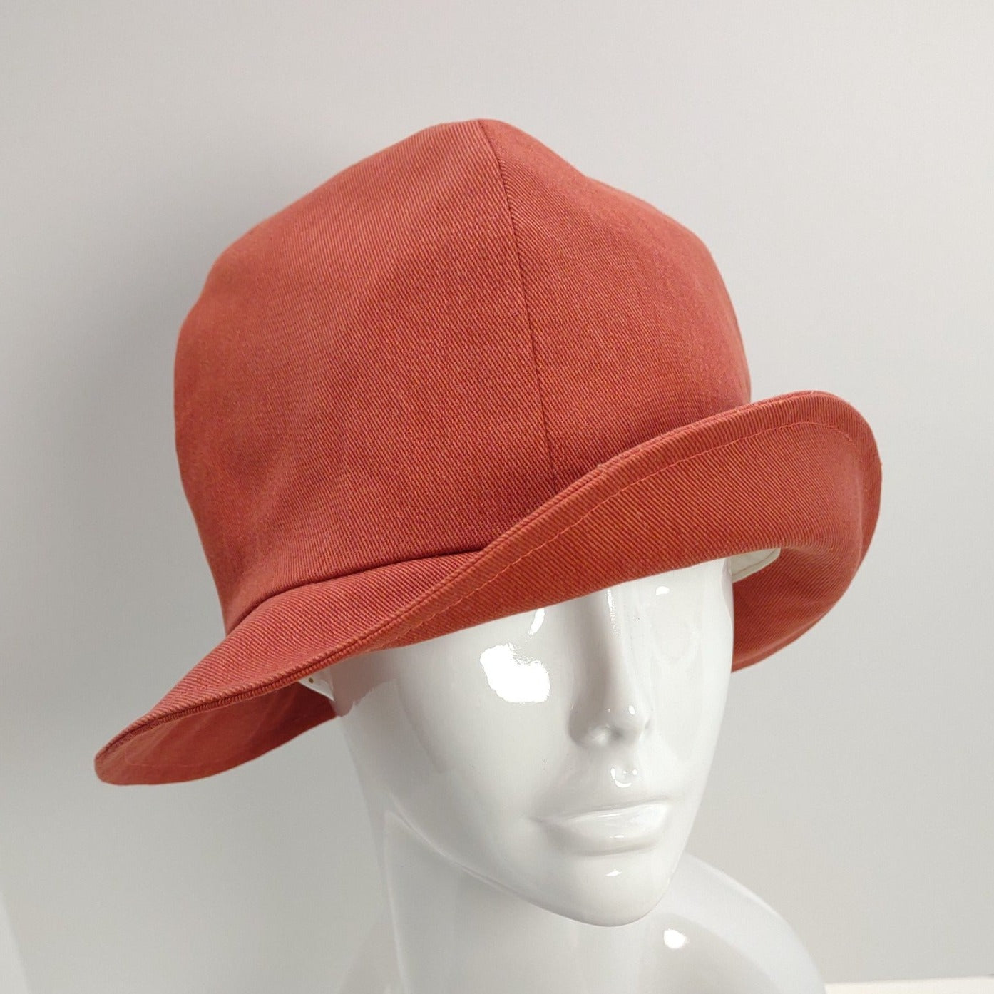Rust Denim Cloche With Fall Leaves & Bicycle Lining