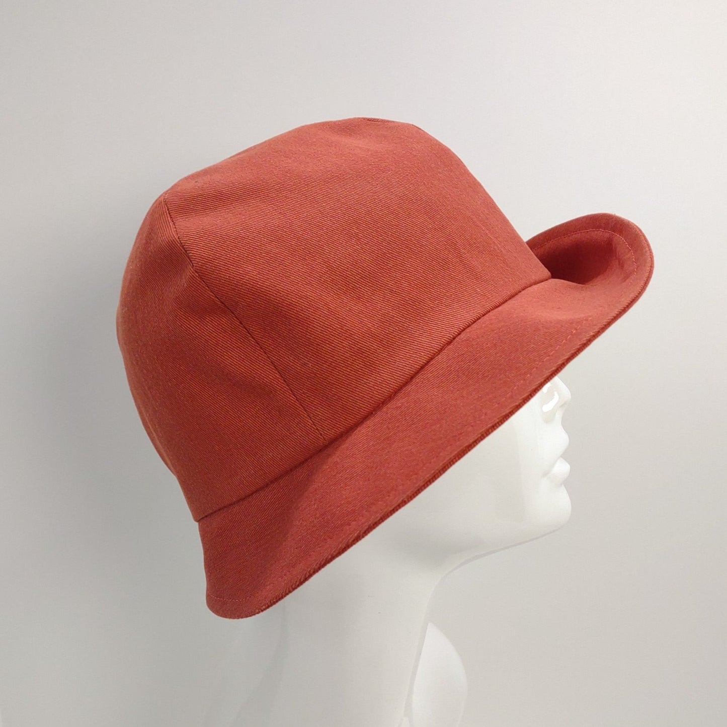 Rust Denim Cloche With Fall Leaves & Bicycle Lining