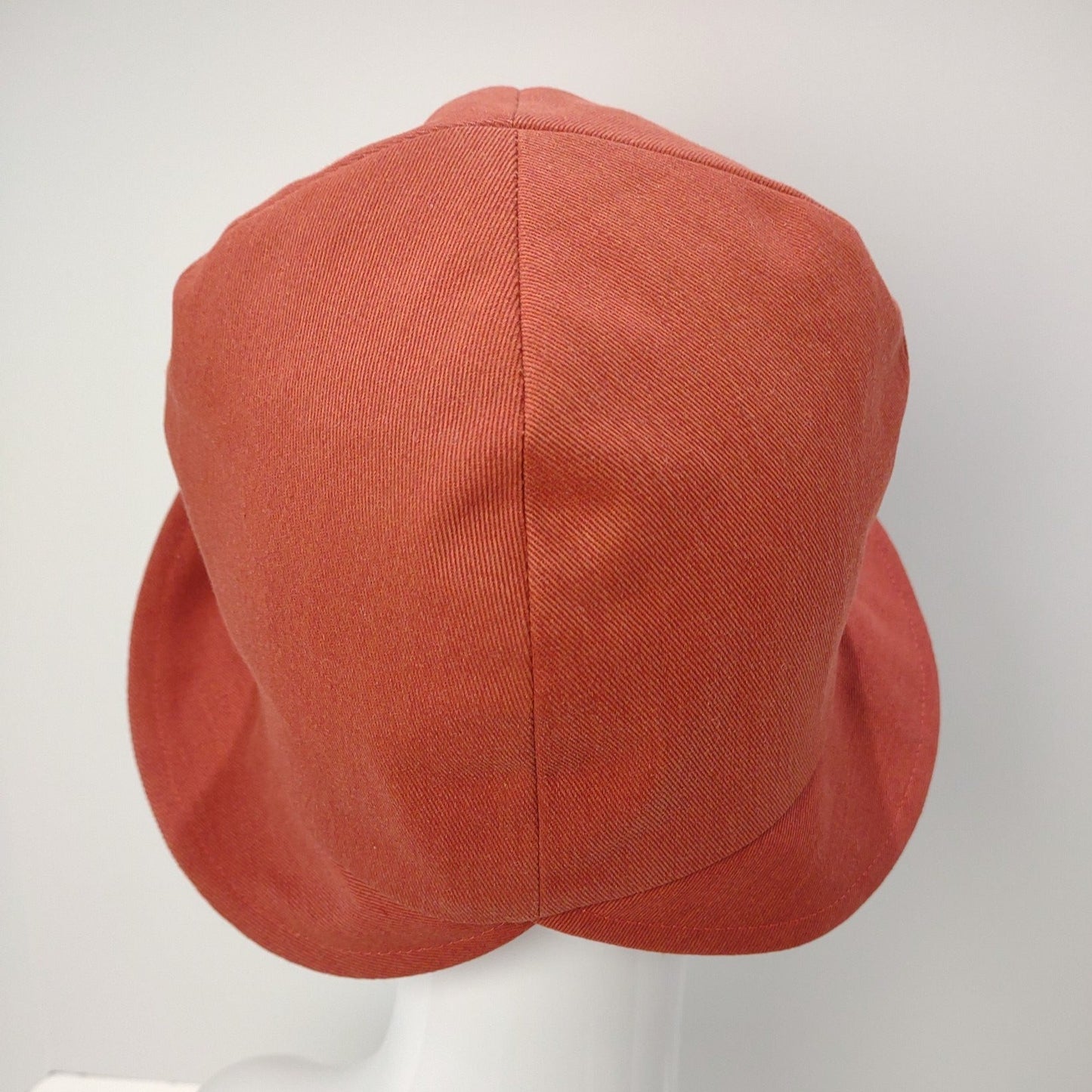 Rust Denim Cloche With Fall Leaves & Bicycle Lining