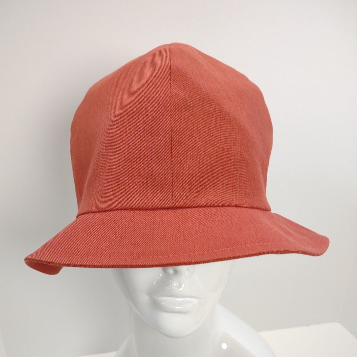 Rust Denim Cloche With Fall Leaves & Bicycle Lining