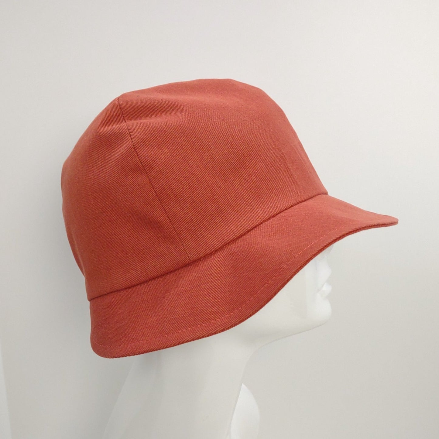 Rust Denim Cloche With Fall Leaves & Bicycle Lining