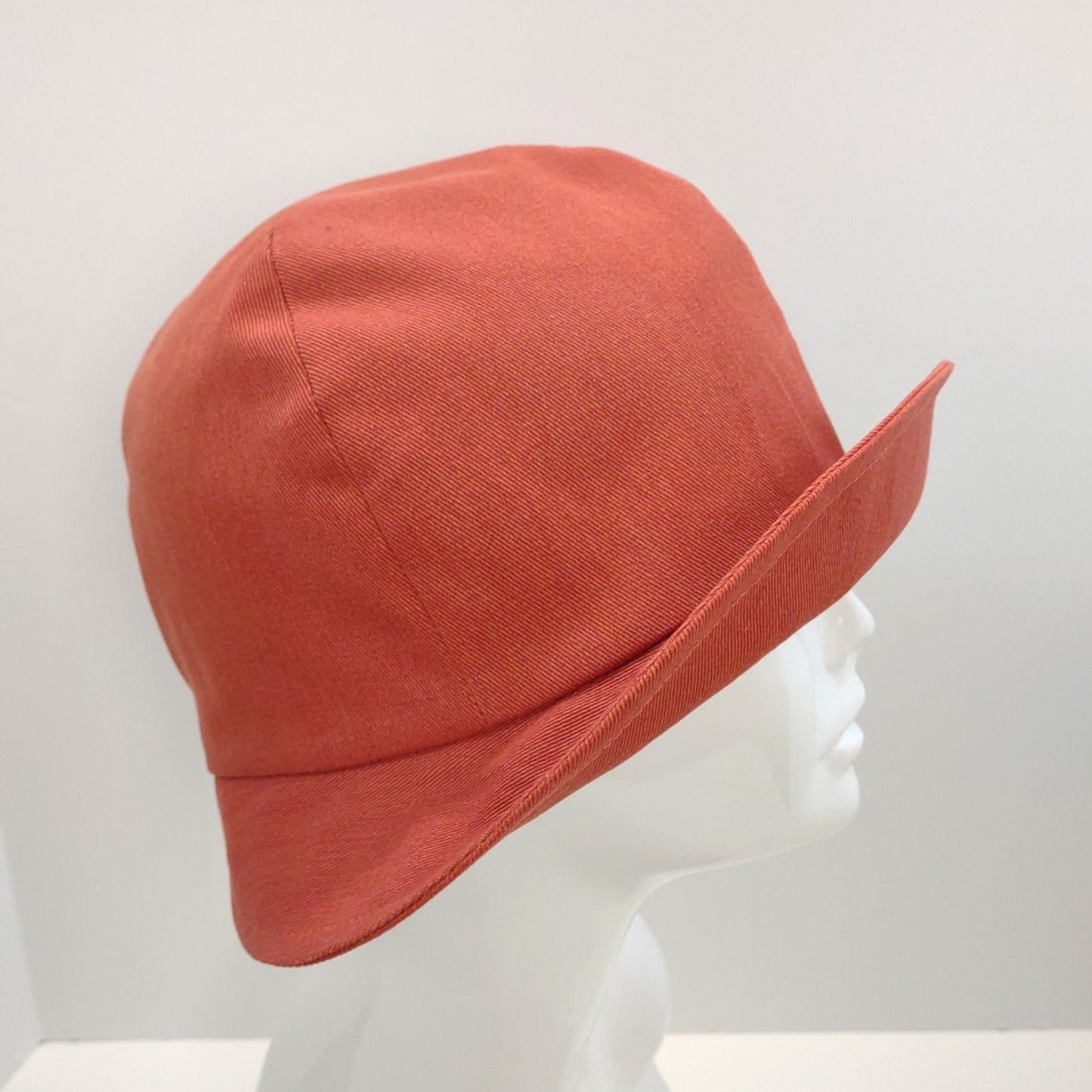 Rust Denim Cloche With Fall Leaves & Bicycle Lining