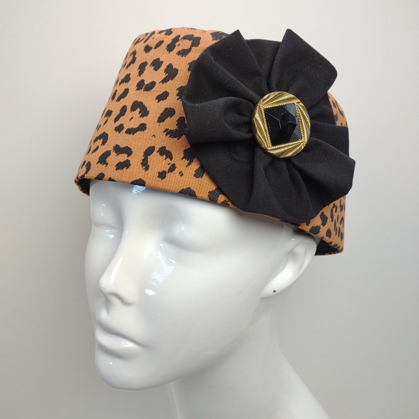 Animal Print Denim Fez