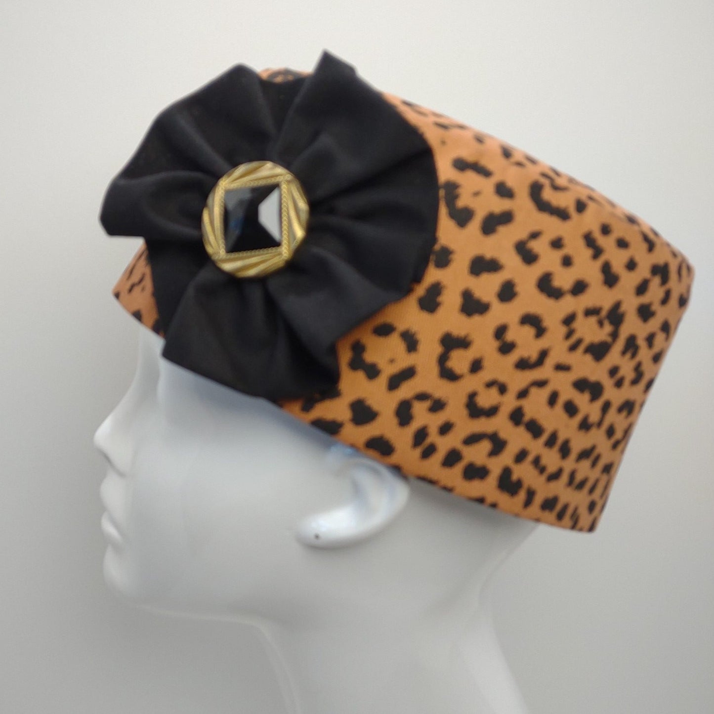 Animal Print Denim Fez