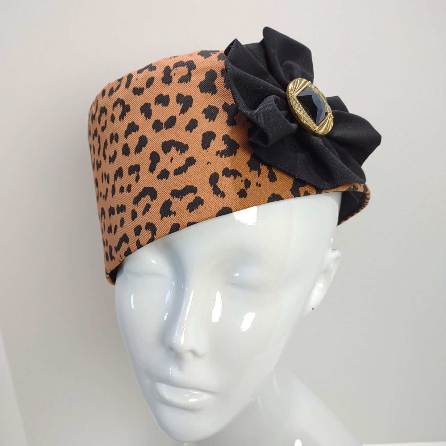 Animal Print Denim Fez