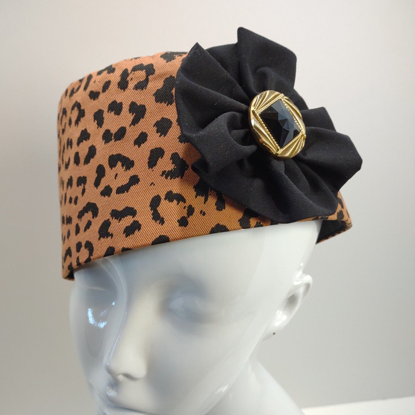 Animal Print Denim Fez
