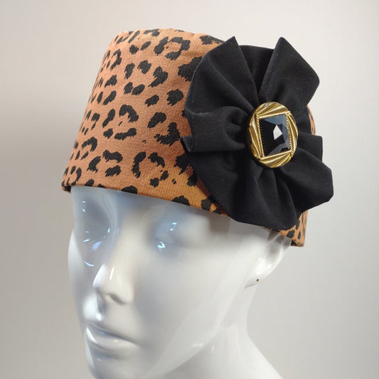 Animal Print Denim Fez