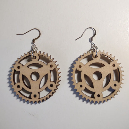 Handcrafted Woodcut Earrings | Chainring