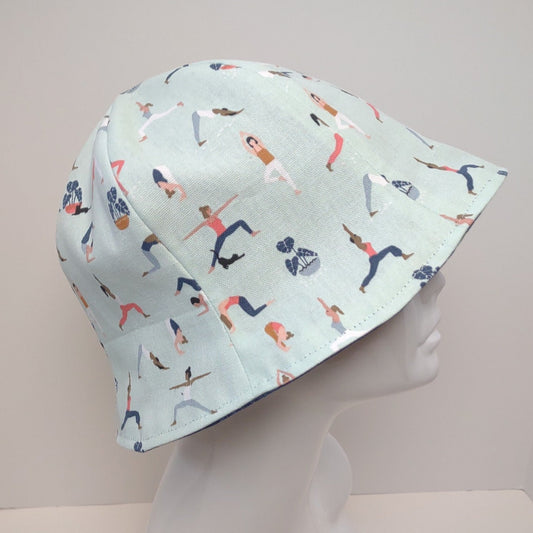 Yoga and Blue Denim Tulip Hat | Reversible