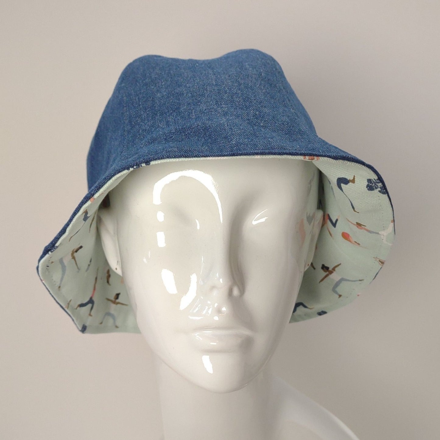 Yoga and Blue Denim Tulip Hat | Reversible