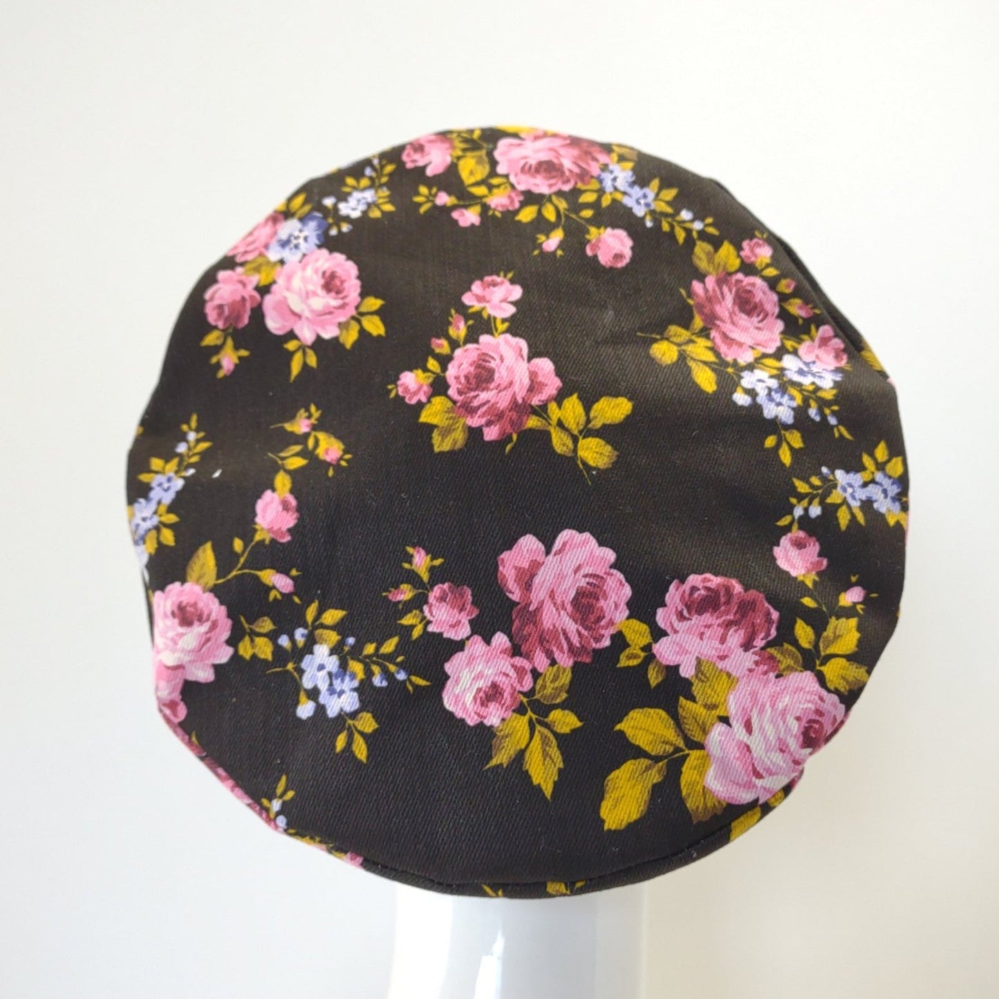 Black Denim Floral Bouquet Beret