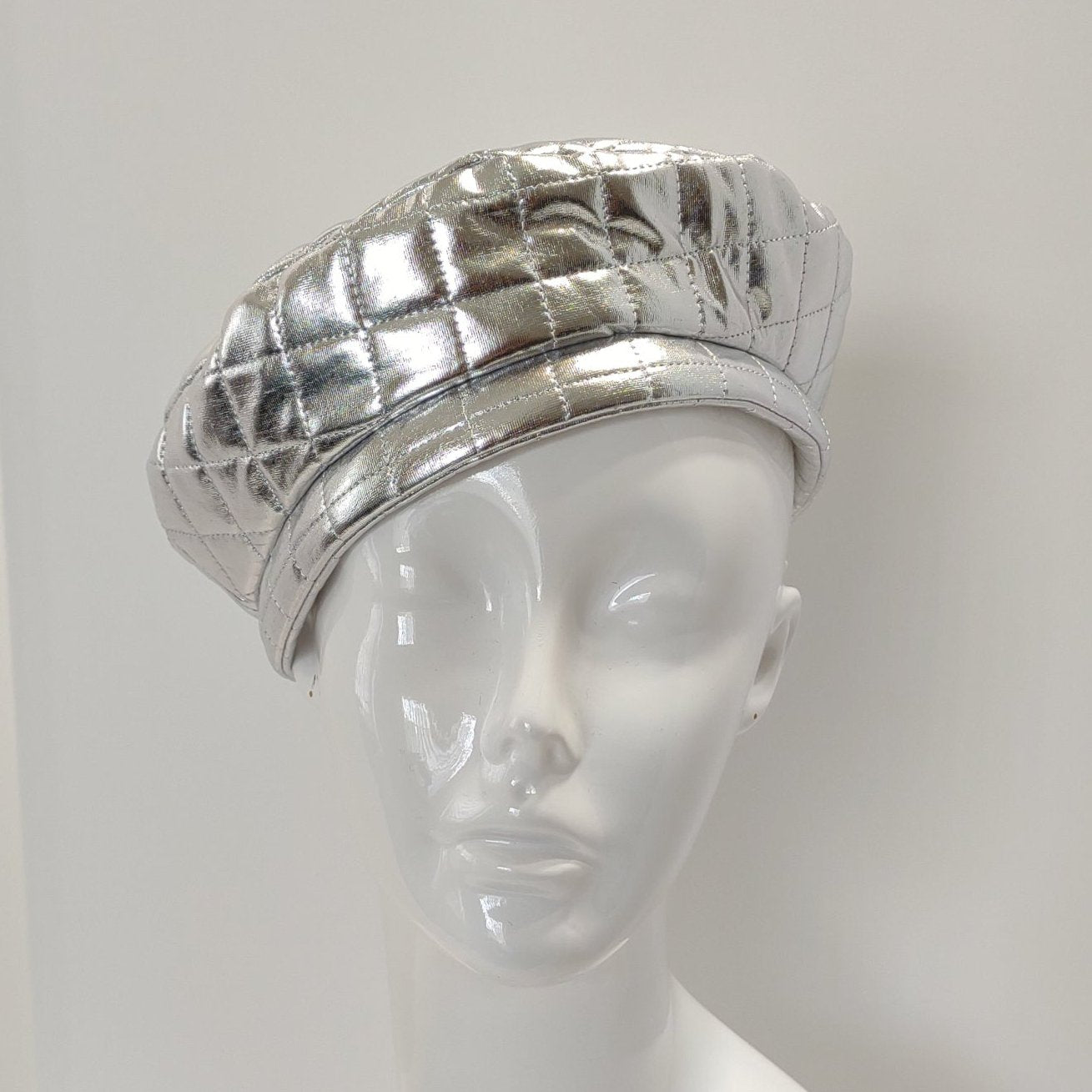 Silver Quilted Beret