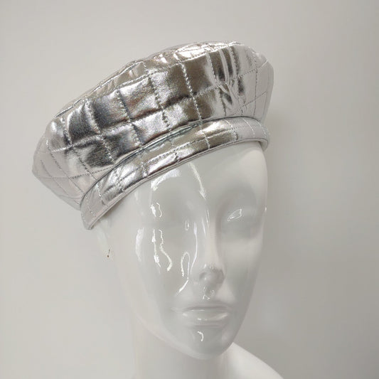 Silver Quilted Beret