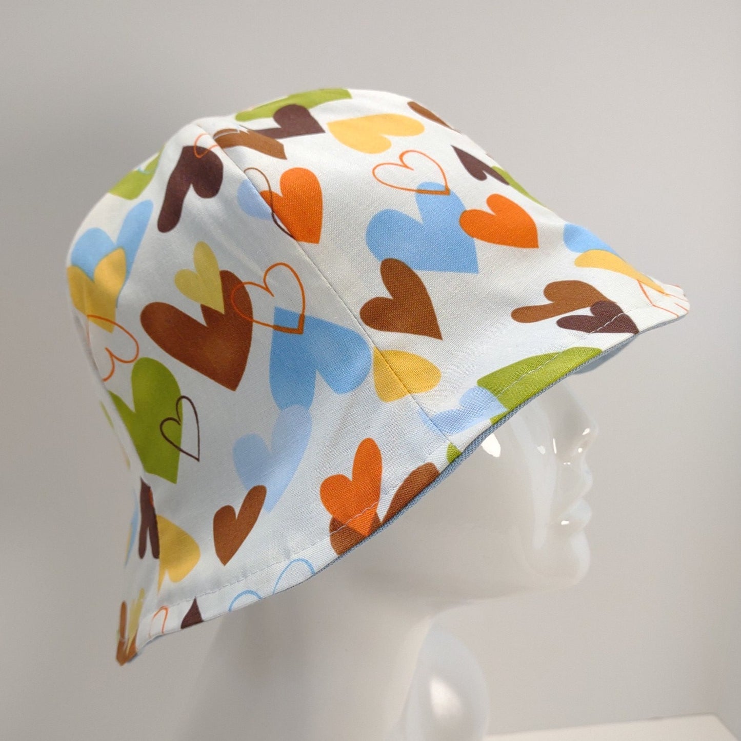 Denim & Hearts Tulip Hat | Reversible