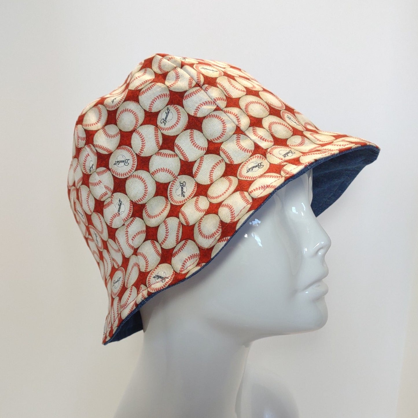 Denim Baseballs Tulip Hat | Reversible