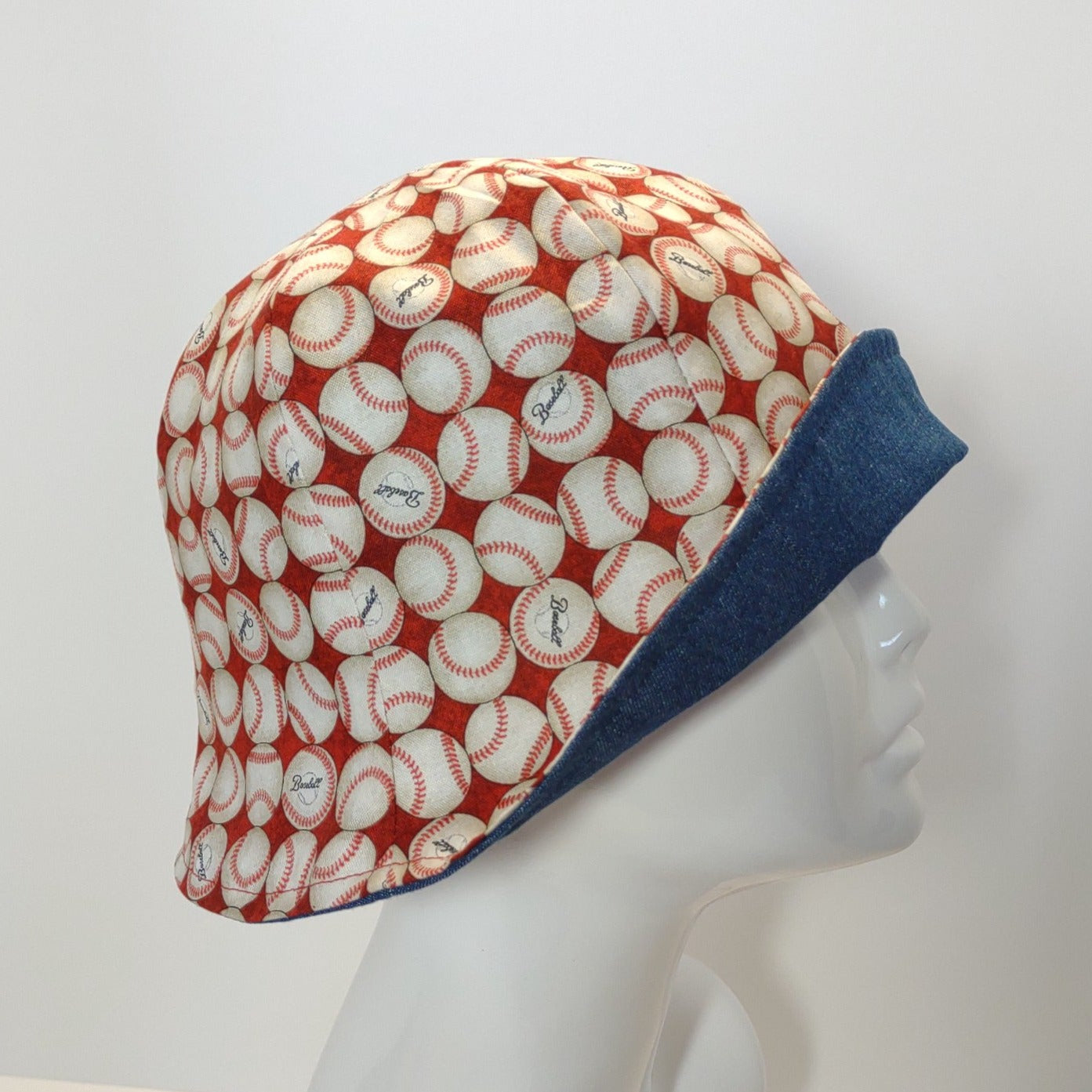 Reversible Denim Tulip Hat | Baseballs