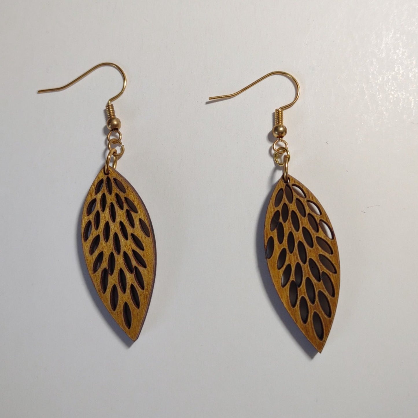 Handcrafted Woodcut Earrings | Leaf