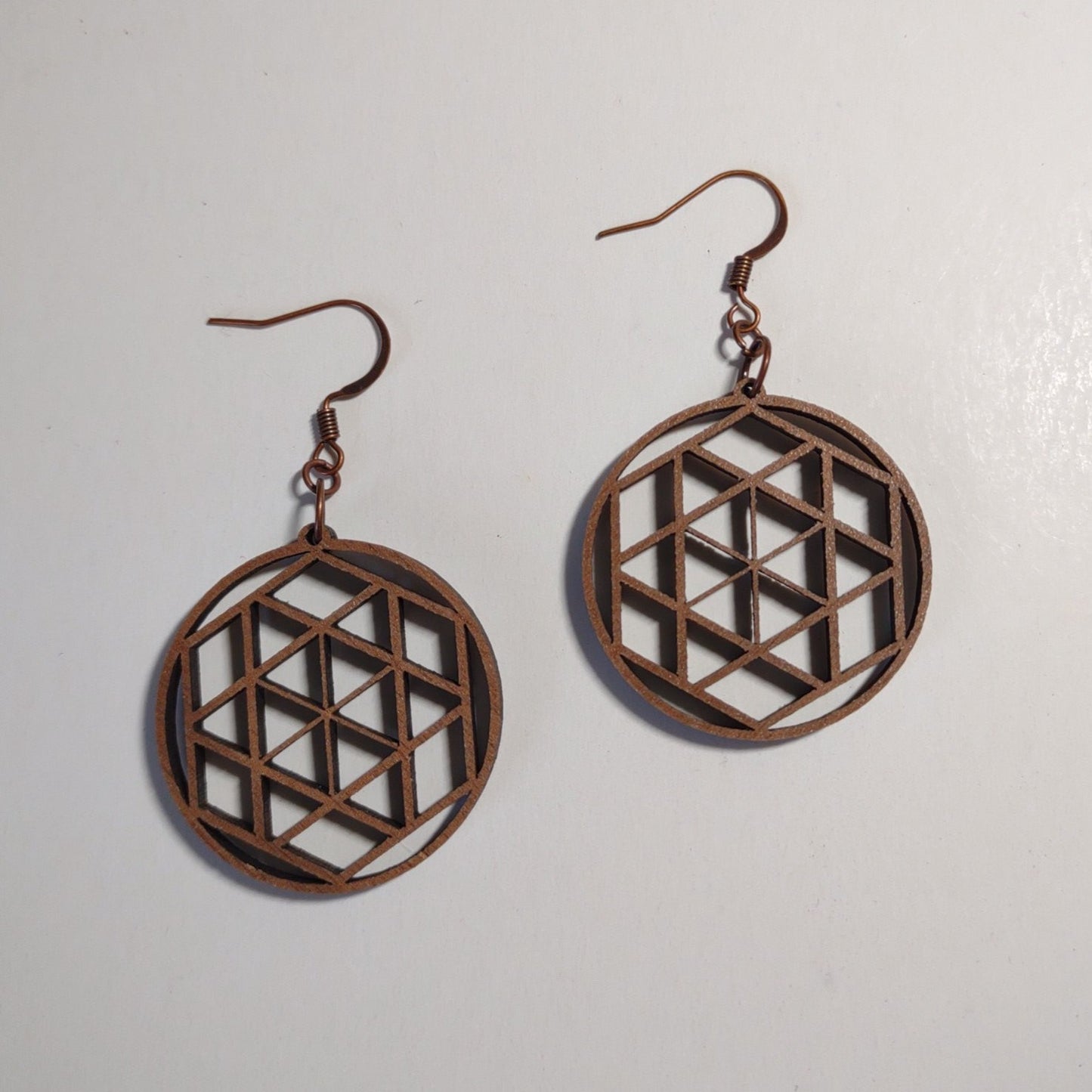 Handcrafted Woodcut Earrings | Round Geometrical