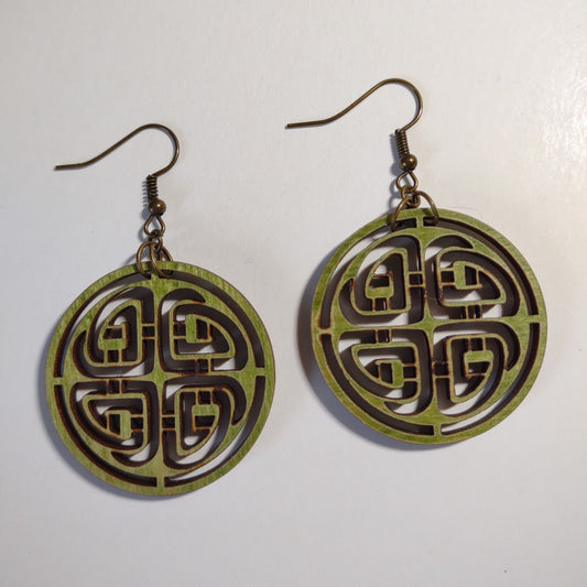 Handcrafted Woodcut Earrings | Celtic