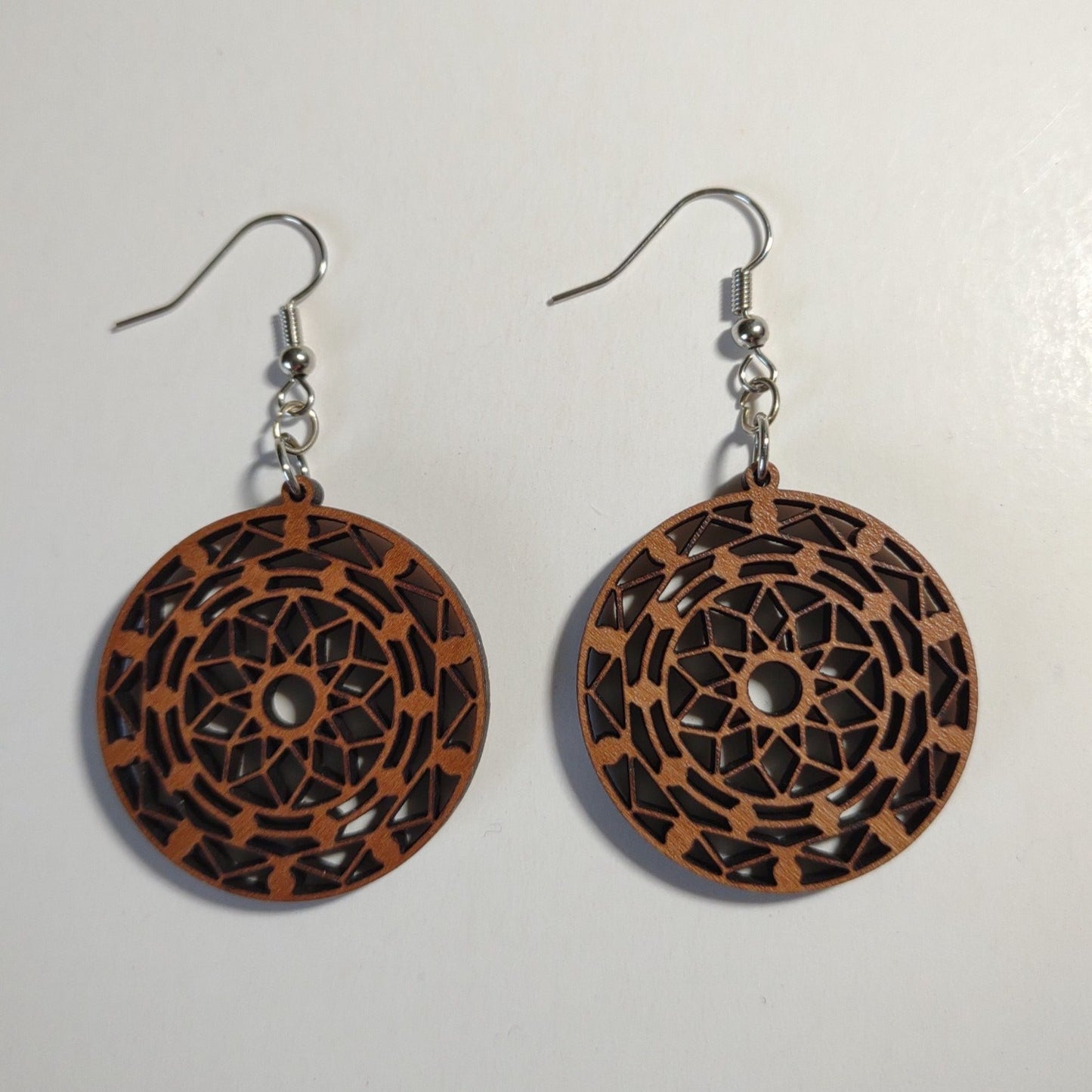 Handcrafted Woodcut Earrings | Round Craftsman