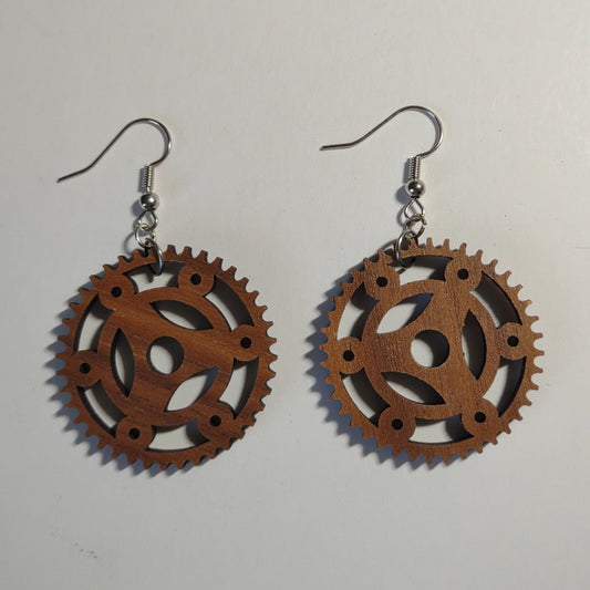 Handcrafted Woodcut Earrings | Chainring