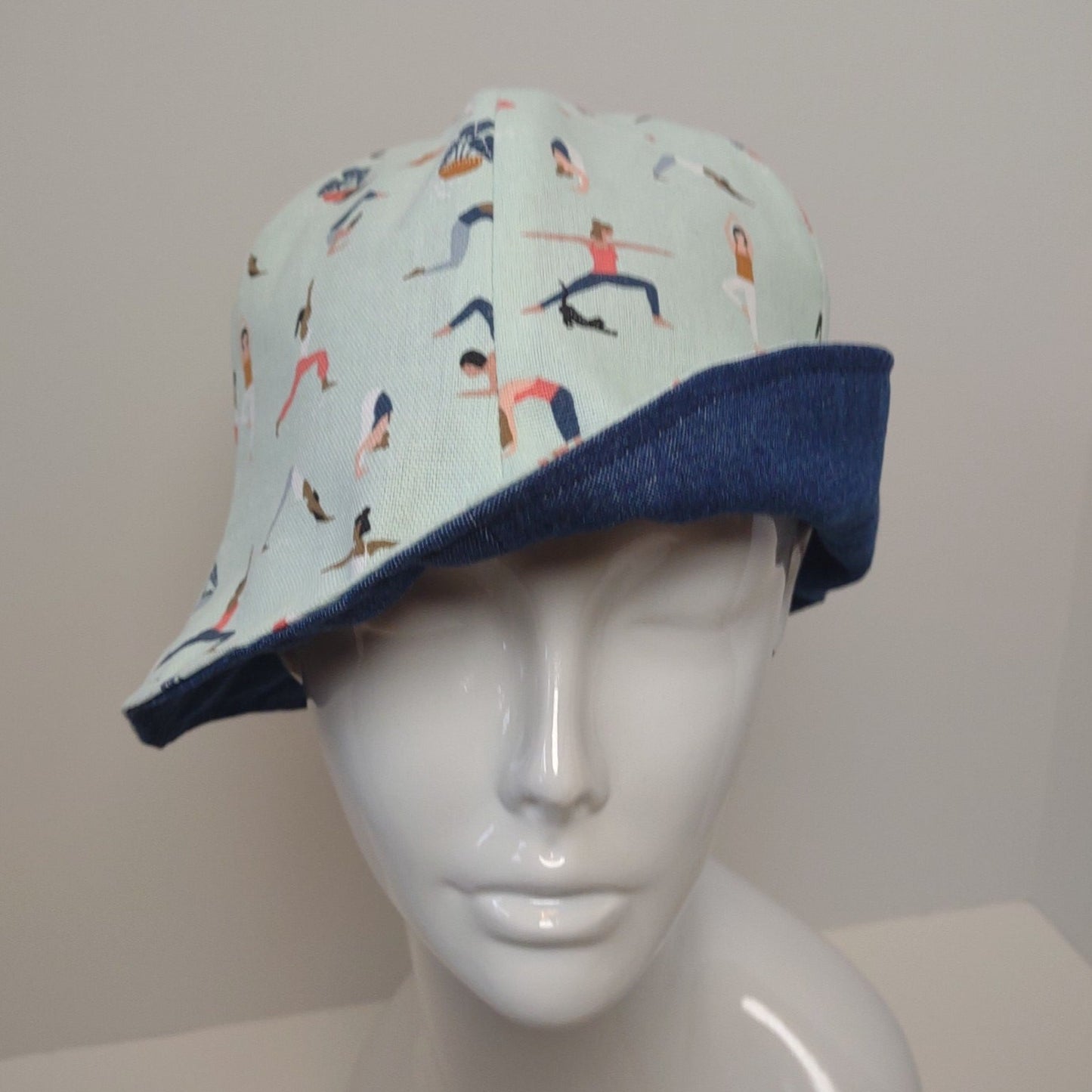 Yoga and Blue Denim Tulip Hat | Reversible