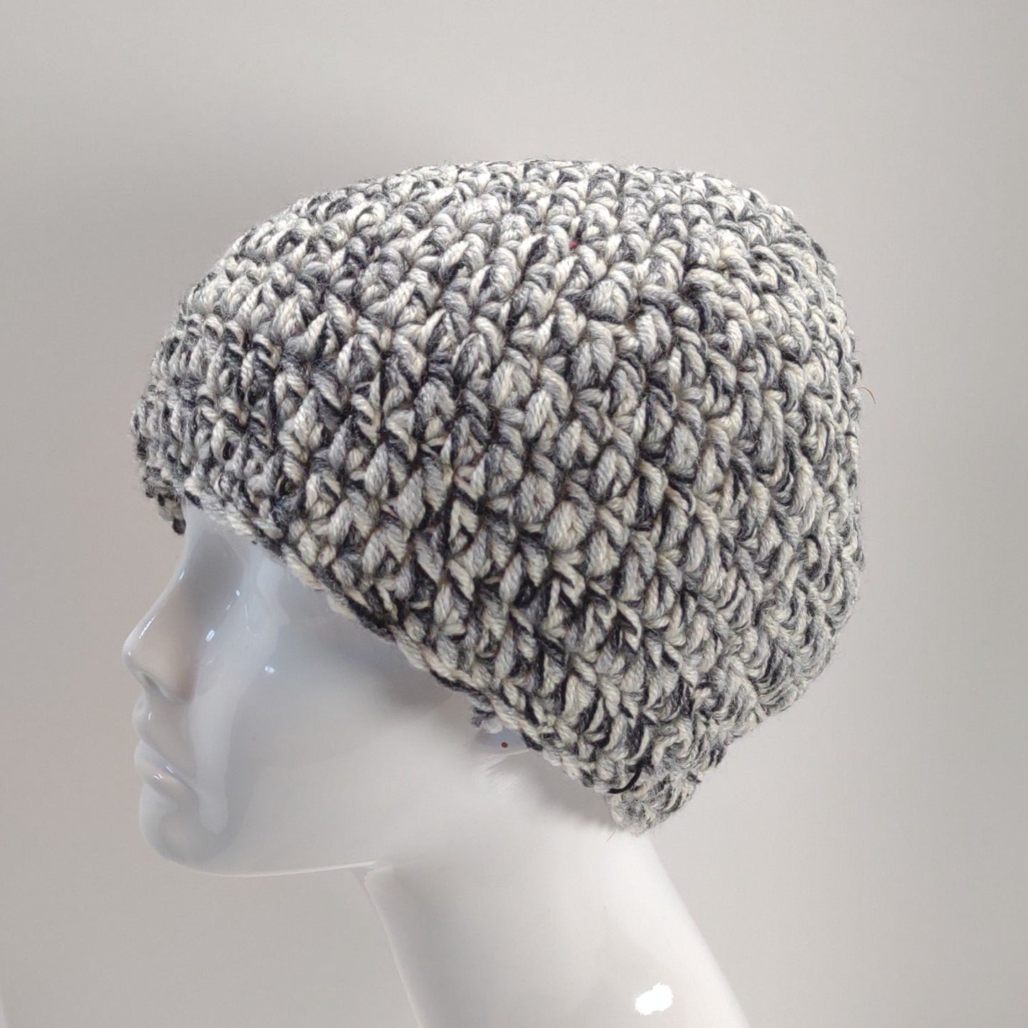 Black, White, & Gray Crocheted Cap