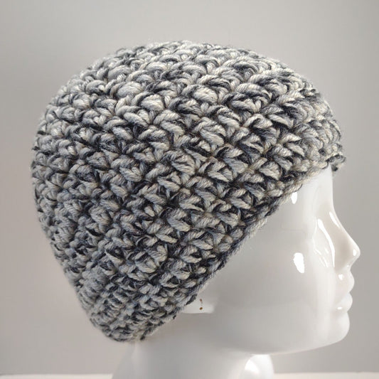 Black, White, & Gray Crocheted Cap